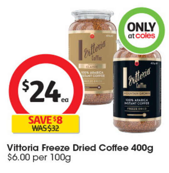 Vittoria Freeze Dried Coffee 400g offer at Coles