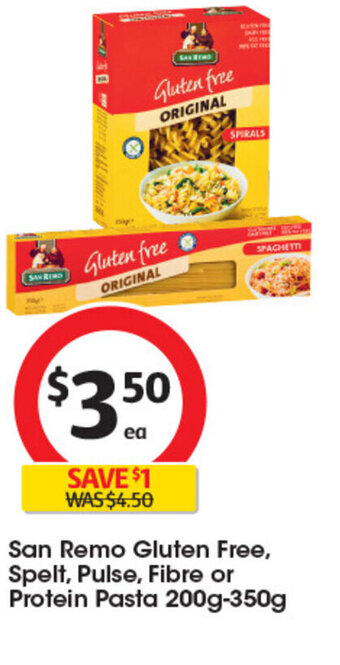 Coles San Remo Gluten Free, Spelt, Pulse, Fibre or Protein Pasta 200g-350g offer