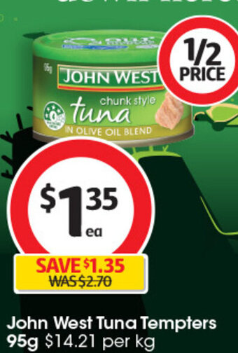 Coles John West Tuna Tempters 95g offer