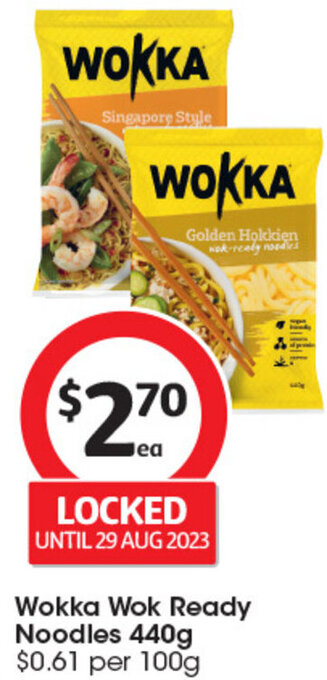Coles Wokka Wok Ready Noodles 440g offer