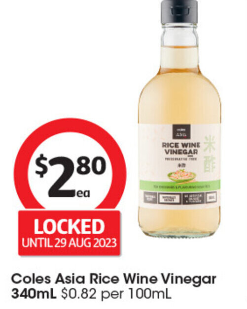 Coles Asia Rice Wine Vinegar 340mL offer at Coles