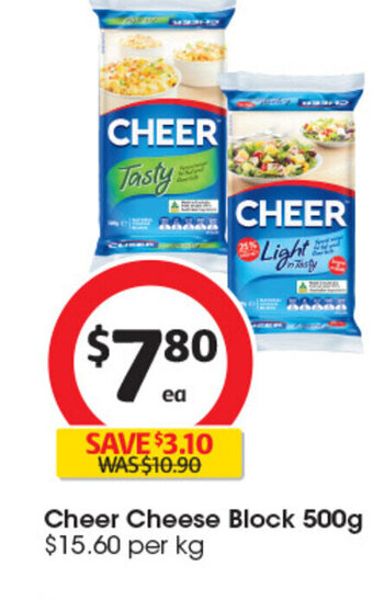 Coles Cheer Cheese Block 500g offer