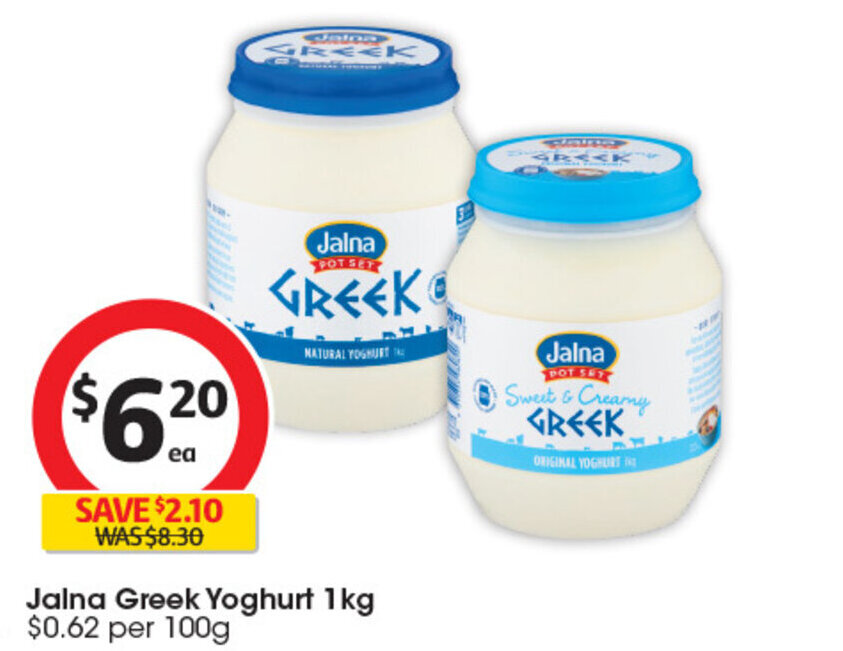 Jalna Greek Yoghurt 1kg offer at Coles