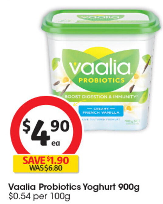 Vaalia Probiotics Yoghurt 900g offer at Coles