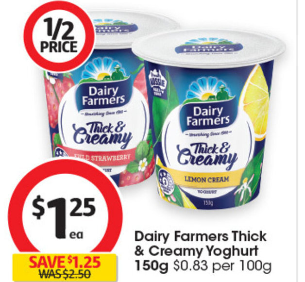 Dairy Farmers Thick & Creamy Yoghurt 150g offer at Coles