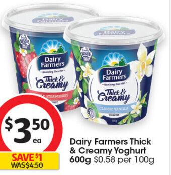 Coles Dairy Farmers Thick & Creamy Yoghurt 600g offer