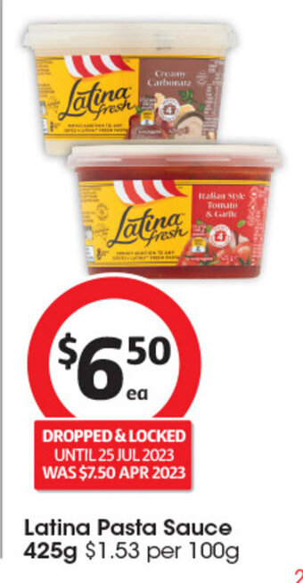 Coles Latina Pasta Sauce 425g offer