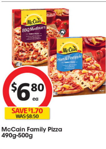 Coles McCain Family Pizza 490g-500g offer