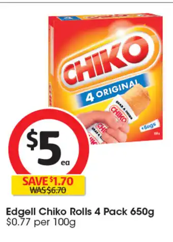 Coles Edgell Chiko Rolls 4 Pack 650g offer