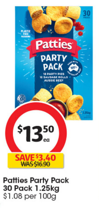 Coles Patties Party Pack 30 Pack 1.25kg offer