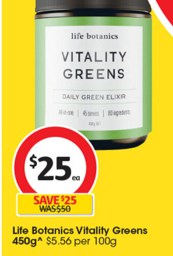 Coles Life Botanics Vitality Greens 450g offer