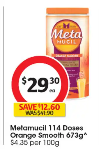 Coles Metamucil 114 Doses Orange Smooth 673g offer