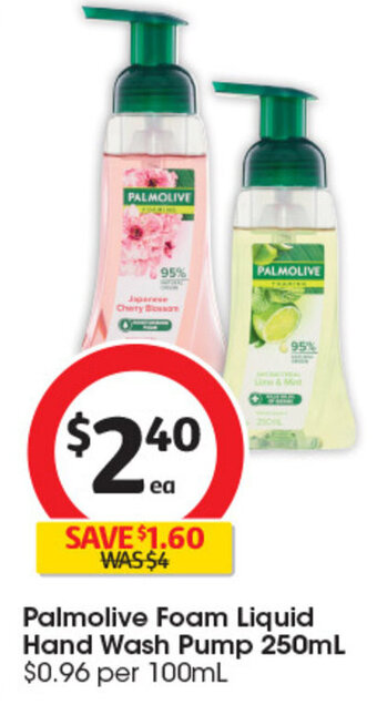 Coles Palmolive Foam Liquid Hand Wash Pump 250mL offer