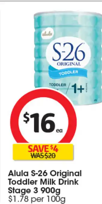 Coles Alula S-26 Original Toddler Milk Drink Stage 3 900g offer