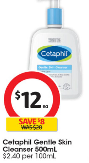 Coles Cetaphil Gentle Skin Cleanser 500mL offer