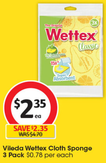 Vileda Wettex Cloth Sponge 3 Pack
