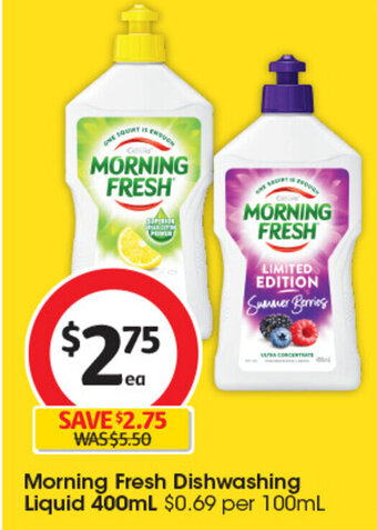 Coles Morning Fresh Dishwashing Liquid 400mL offer