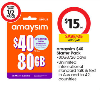 Coles amaysim $40 Starter Pack offer