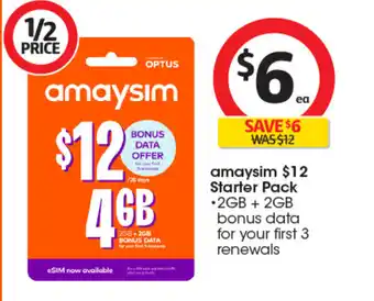 Coles amaysim $12 Starter Pack offer