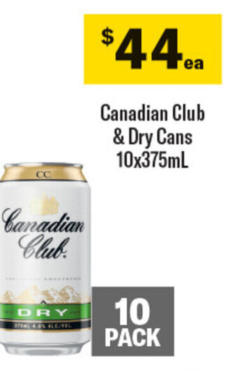 Coles Canadian Club & Dry Cans 10x375mL offer