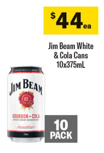 Coles Jim Beam White & Cola Cans 10x375mL offer
