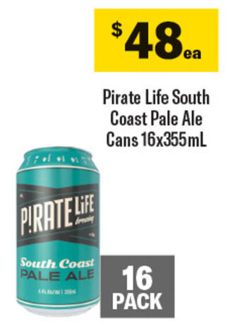 Coles Pirate Life South Coast Pale Ale Cans 16x355mL offer