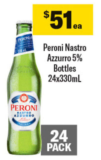 Coles Peroni Nastro Azzurro 5% Bottles 24x330mL offer