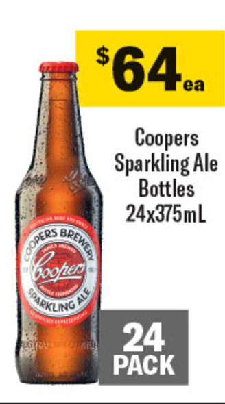 Coles Coopers Sparkling Ale Bottles 24x375mL offer