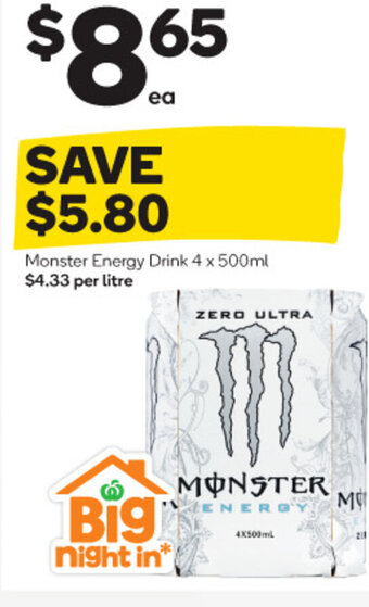 Woolworths Monster Energy Drink 4 x 500ml offer