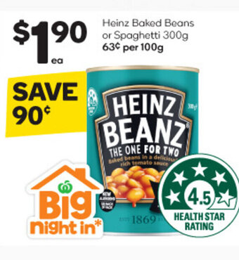 Woolworths Heinz Baked Beans or Spaghetti 300g offer