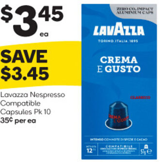 Woolworths Lavazza Nespresso Compatible Capsules Pk 10 offer