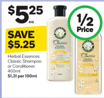Woolworths Herbal Essences Classic Shampoo or Conditioner 400ml offer