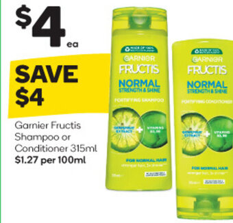 Woolworths Garnier Fructis Shampoo or Conditioner 315ml offer