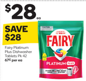 Woolworths Fairy Platinum Plus Dishwasher Tablets Pk 42 offer