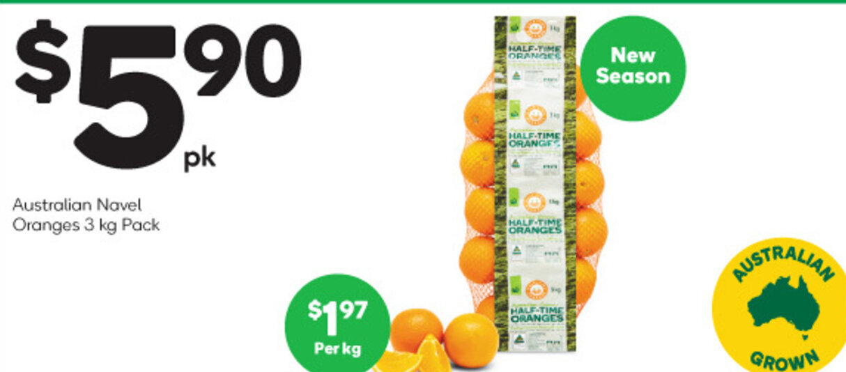 Australian Navel Oranges 3 kg Pack offer at Woolworths
