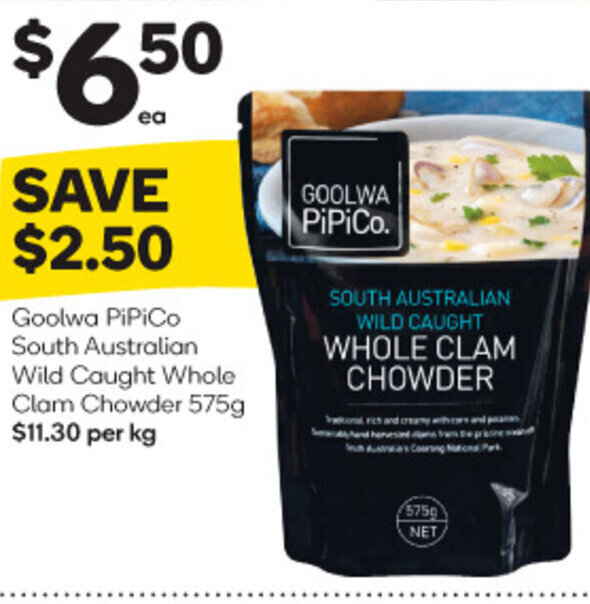 Goolwa PiPiCo South Australian Wild Caught Whole Clam Chowder 575g