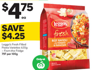 Woolworths Leggo's Fresh Filled Pasta Varieties 630g From the Fridge offer