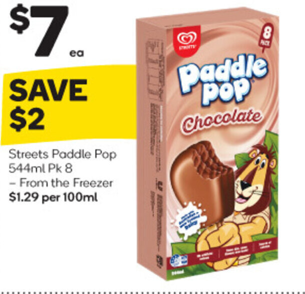 Streets Paddle Pop 544ml Pk 8 offer at Woolworths