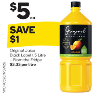 Woolworths Original Juice Black Label 1.5 Litre offer