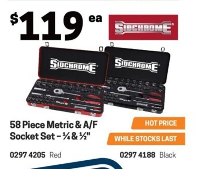 58 Piece Metric & A/F Socket Set 1&½" offer at Blackwoods