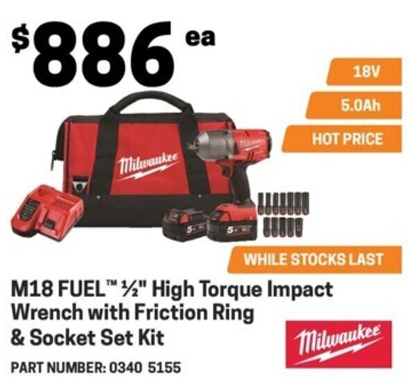 M18 FUEL™ 1/2" High Torque Impact Wrench with Friction Ring & Socket