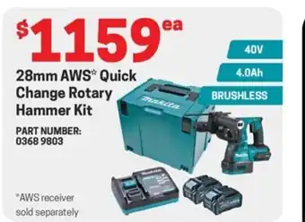 Blackwoods 28mm AWS* Quick Change Rotary Hammer Kit PART NUMBER: 0368 9803 offer