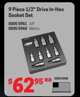 Blackwoods 9 Piece 1/2" Drive In-Hex Socket Set offer