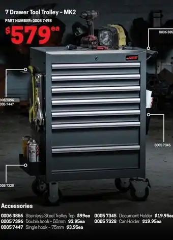7 Drawer Tool Trolley - MK2 PART NUMBER: 0005 7498