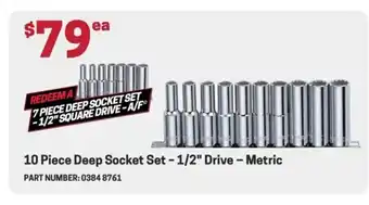Blackwoods 10 Piece Deep Socket Set - 1/2" Drive - Metric PART NUMBER: 0384 8761 offer