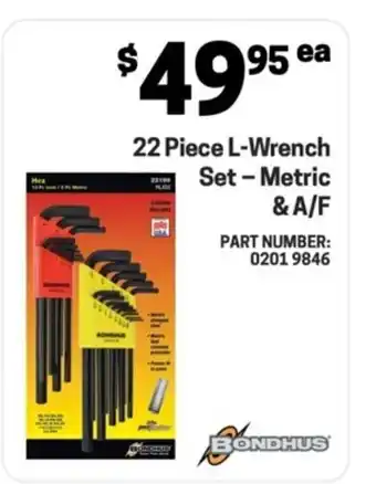Blackwoods 22 Piece L-Wrench Set – Metric & A/F PART NUMBER: 0201 9846 offer