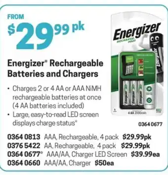 Blackwoods Energizer Rechargeable Batteries and Chargers offer