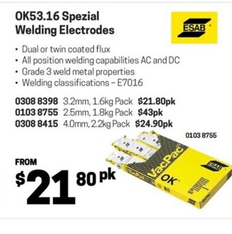 Blackwoods OK53.16 Spezial Welding Electrodes offer