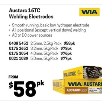 Blackwoods Austarc 16TC Welding Electrodes offer