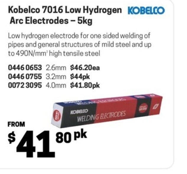 Kobelco 7016 Low Hydrogen KOBELCO Arc Electrodes 5kg offer at Blackwoods